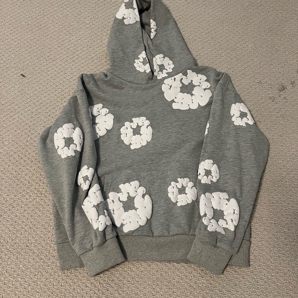 Denim & Flower Gray and White Cowl Neck Sweater